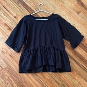 Black Boho Peplum Top